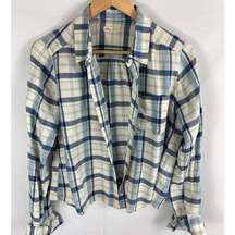 Hollister Blue White Plaid Flannel Shirt Size Medium