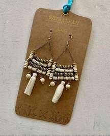Shiraleah Fabia Earrings Ivory Beads Tassel Chandelier Dangling Boho Style