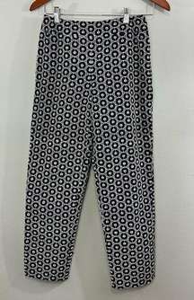 Talbots Black & White Floral Embroidered Silk Blend Cropped Ankle Pants Sz 2 P