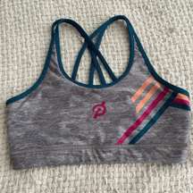 Grey Rainbow Workout Sports Bra