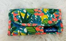 KAVU tropical floral Hawaiian wallet billfold green orange