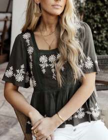 Green Floral Top