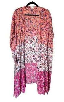 EyeShadow Floral ColorBlock Paisley Tapestry Style Full Length Kimono Duster 0X