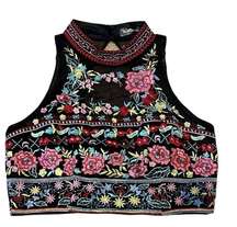 SALE Midnight Doll Embroidered Sleeveless High Neck Cropped Top Juniors Size 3