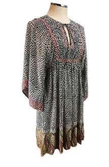 Small Tolani Women's Pullover Boho Lined Dress Kimono Sleeve Beaded Hem