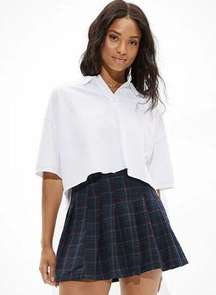 AE Plaid Pleated Skirt BLUE SIZE 14 HIGHEST RISE NWT