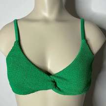 Good American Always Fits Scult Twist Bikini Top LARGE Green Ribbed Swim Beach