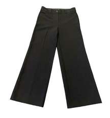 Loft Women's High Waist Trousers Pants Size 6 Wide-Leg Belt Loops Career Black