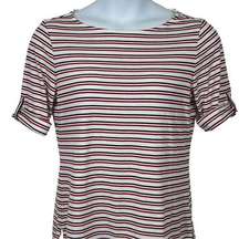 Tommy Hilfigure Red White and Navy Stripe Blouse Size Medium