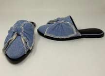 NEW All Saints Rumor Cotton Denim Jean Chambray Knot Bow Tie Slip On Flats Shoes