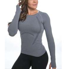 P’tula Heathered Gray Reenergize Seamless Long Sleeve Top Large