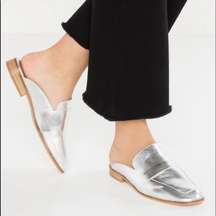 Free People At Ease Silver Leather Mule