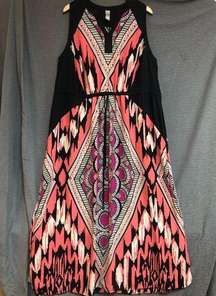 Pure energy, 2 X V-neck Maxi, dress, black, coral, pink, fuchsia, lilac, floral