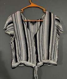 BY&BY Striped Button Down Tie Front top Size XL