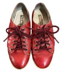 Pikolinos Women's Red Woven Leather Oxford Shoes Lace Up EU 39, US Size 8