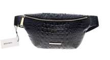 NWT Brahmin Harker in Black Croc-Embossed Melbourne Leather Belt Bag