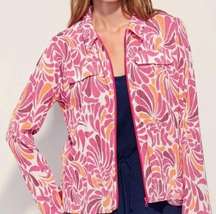 Coldwater Creek blazer jacket floral top long sleeve pink pm petite medi…