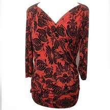 Sofia Vergara Red & black Crossover blouse