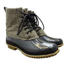 G.H. Bass & Co. Harlequin Brown Duck Boots Women’s Size 8M Houndstooth Lace Up