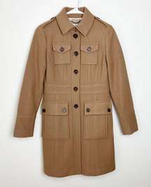 Banana Republic Classic Wool Coat Jacket Size XS in Camel Tan Color Wool Blend