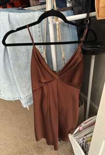 Chocolate Brown Satin Dress