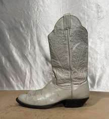 Slim Gray Leather Western Cowgirl Boots Women’s Size 7.5 B