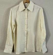 Oak + Fort NWT 100% Linen Cream Button Up Shirt Collar Womens size XS