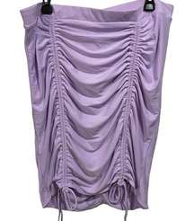 Iris Plus Size Lavender Stretch Drawstring Ruched Draped Mini Skirt