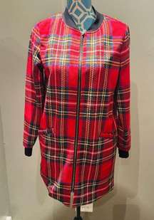 Nordstrom Sanctuary Long Line Macgregor Plaid Jacket Size Small