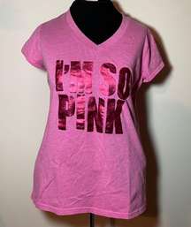 I’M SO PINK v-neck foil Print athletic shirt top pink cancer awareness