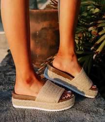 Raffia Strap Wedge