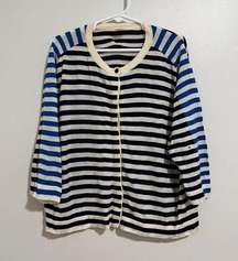 Akris Blue Striped Wool Cardigan