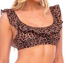 NWT Cabana Del Sol Womens small Brown Black Leopard animal Print Bikini top