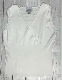 Ann Taylor Loft Stretch Ribbed Knit Tank Top Medium White