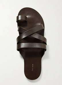 THE ROW Kris Leather Sandals in Espresso Brown 41 With Box Womens Slides