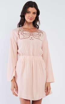 Nude Butterfly Cut Out Long Sleeve Dress