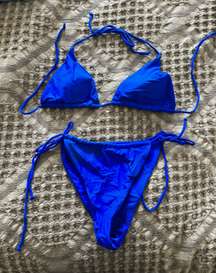 New  Blue 2Pc String Bikini Size Large