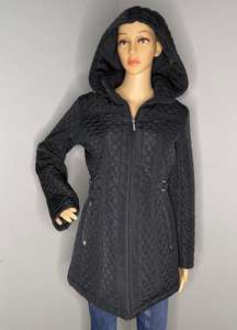 Quilt Hooded Jacket Black With Gold Hardware Size Small