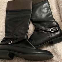 Audrey Brooke Vicky Leather Wide Calf Riding Equestrian Boots sz 6.5 Black