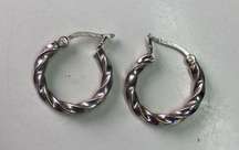 Vintage 925 Silver Twisted Hoop Earrings