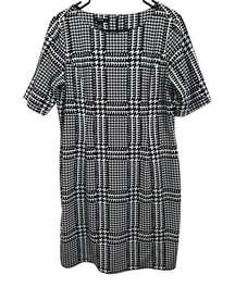 Alfani Dress Size 16 XL Extra Large Black White Houndstooth Plaid Polyester