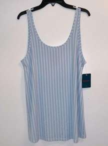 Tommy John Second Skin Sleep Loungewear Tank Light Blue Striped Small