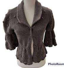 HEKLA & Co Made in Italy Womens Gray Wool Blend Cardigan wrap Sweater Si…