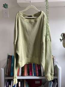 Boutique Green Waffle Knit Top