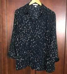 Coldwater Creek Black White Button Front Blouse Top Women Size 1X 18