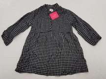 Isabel Maternity Womens 3/4 Sleeve Button Front Shirt Black Plaid Size XS