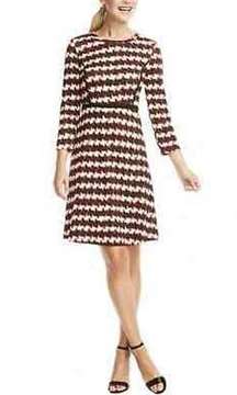 Draper James Homestead Houndstooth Fit & Flare Dress 3/4 Sleeve Multicolor Large