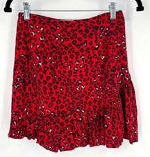 Lovers + Friends Women's Sahara Cheetah Lined Lena Mini Skirt Red Black Size XS