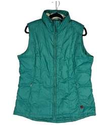 Woolrich Womens Size L Quilted Puffer Vest Jacket Teal Green Full Zip Insulated