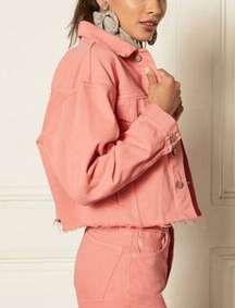 Boyish The Harvey Pretty In Pink Denim Jacket Cropped Size S